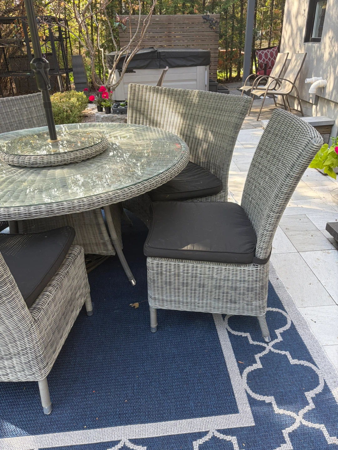 Wicker Patio Dining Set with Umbrella - photo 4