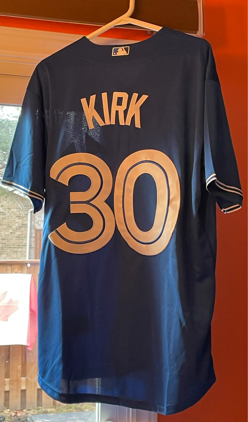 New Mens TORONTO BLUE JAYS Jersey KIRK #30 LARGE