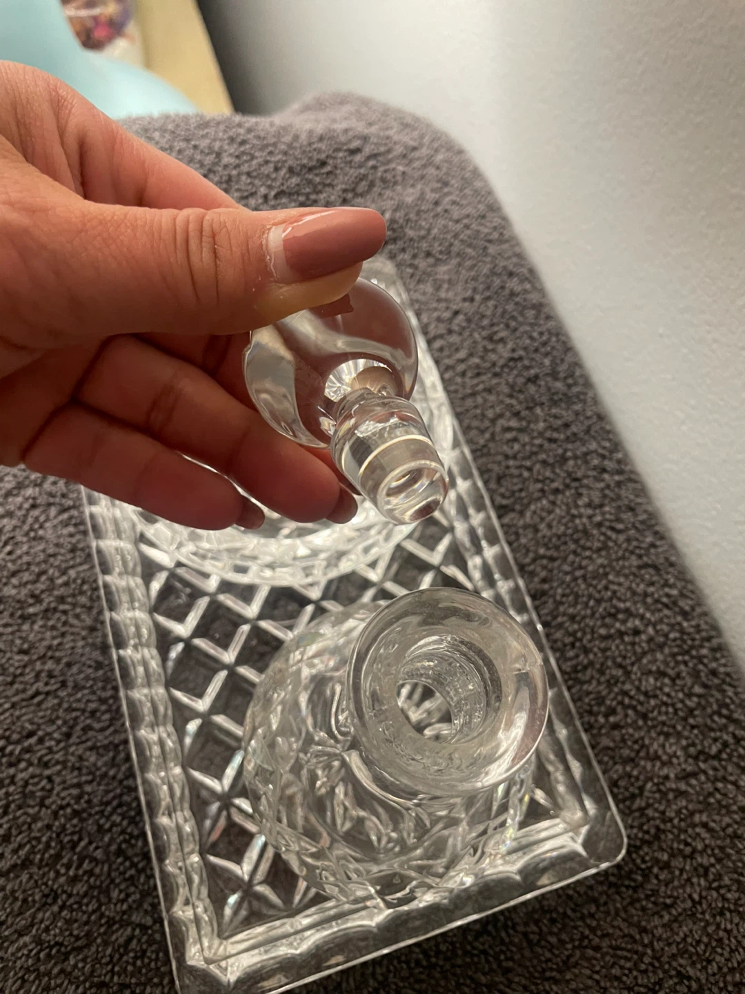 Crystal Vanity Set with Perfume Bottle and Trinket Dish - photo 3