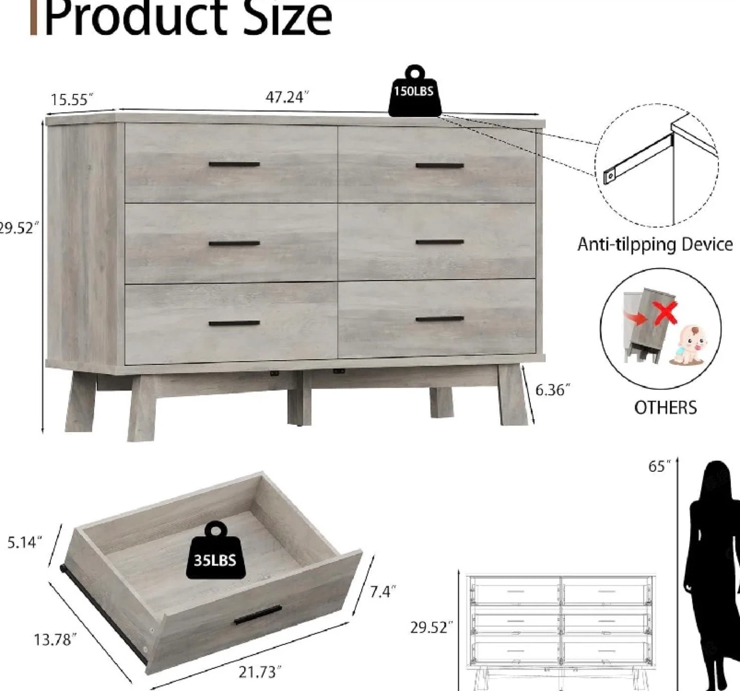 6-Drawer Dresser - photo 2