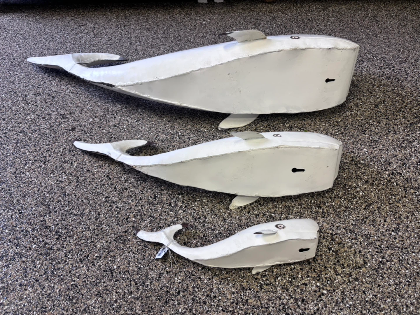 Set of 3 White Whale Decor