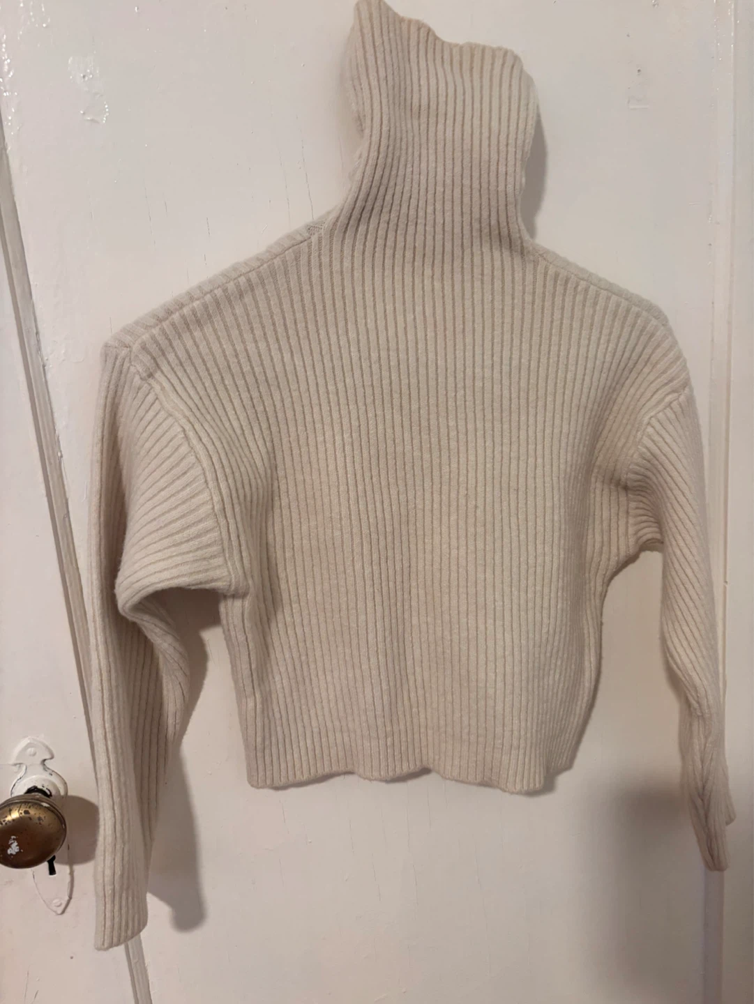 Ribbed Knit Tank Dress & Turtleneck Sweater Set - Cream - photo 2