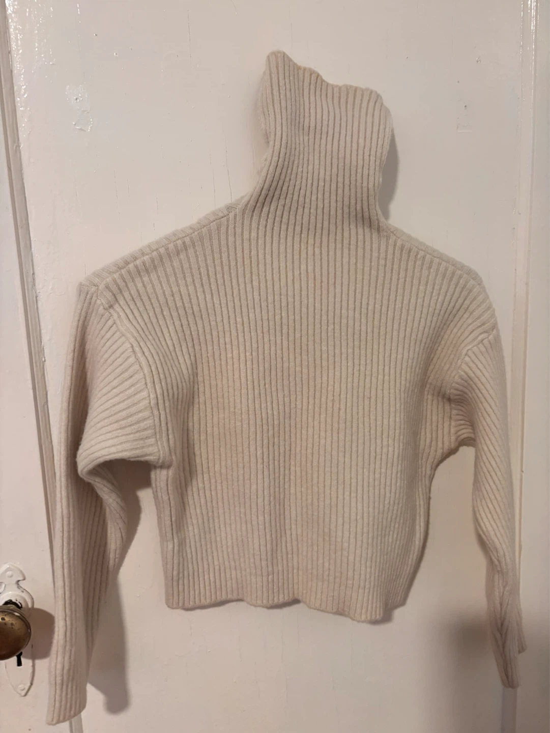 Ribbed Knit Tank Dress & Turtleneck Sweater Set - Cream - photo 5
