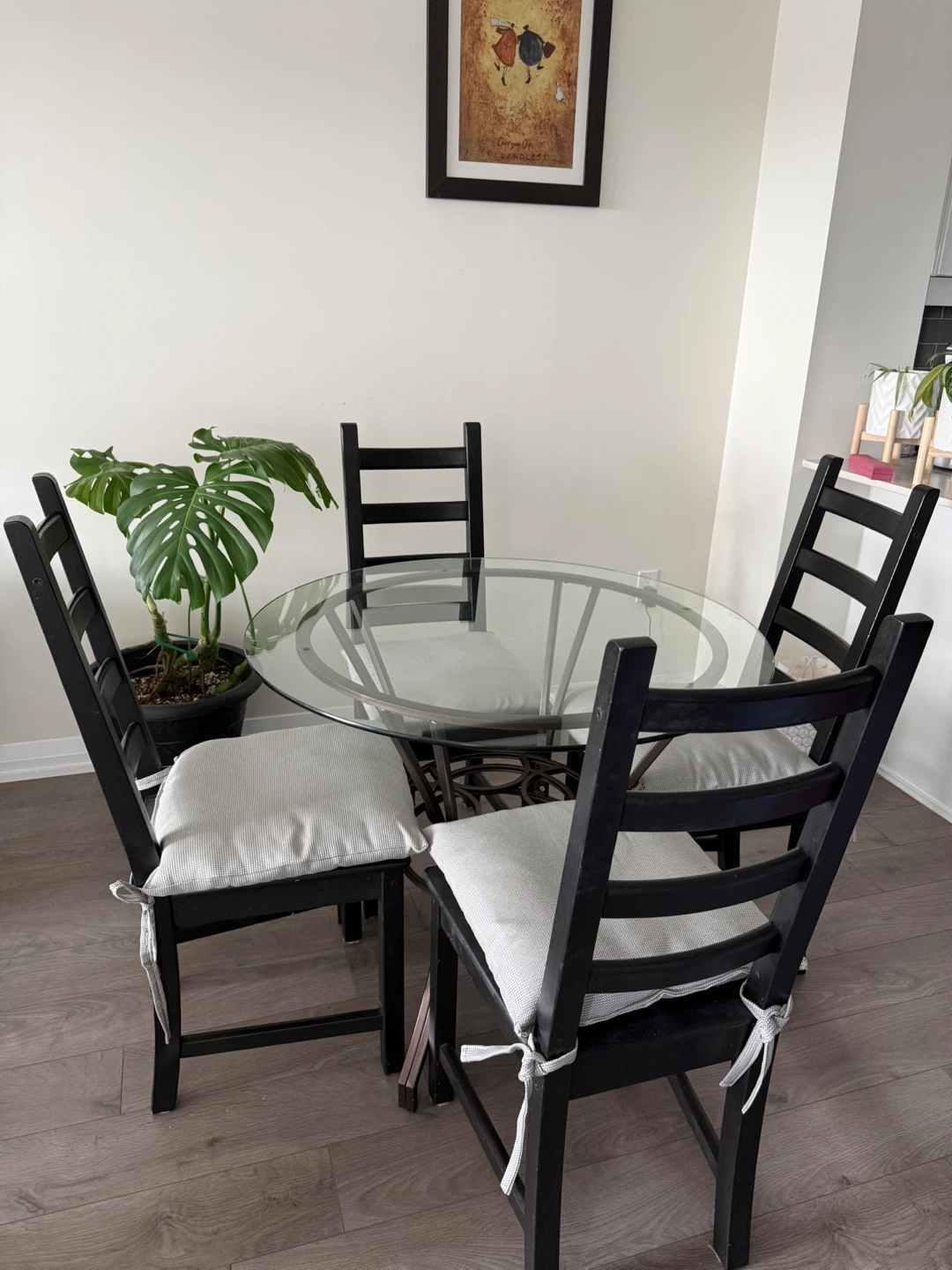 Glass Top Dining Table with 4 Black Chairs - photo 3