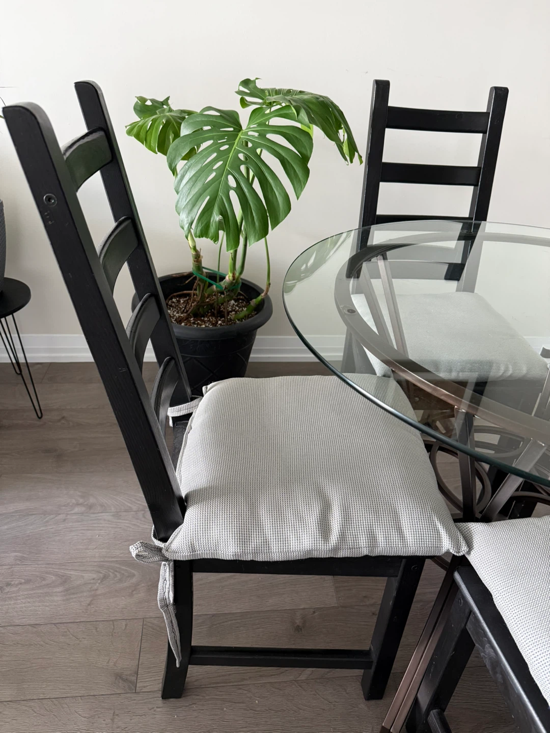 Glass Top Dining Table with 4 Black Chairs - photo 2