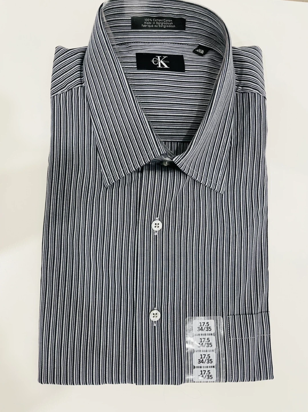 Calvin Klein Men's Striped Dress Shirt 17.5 34/35