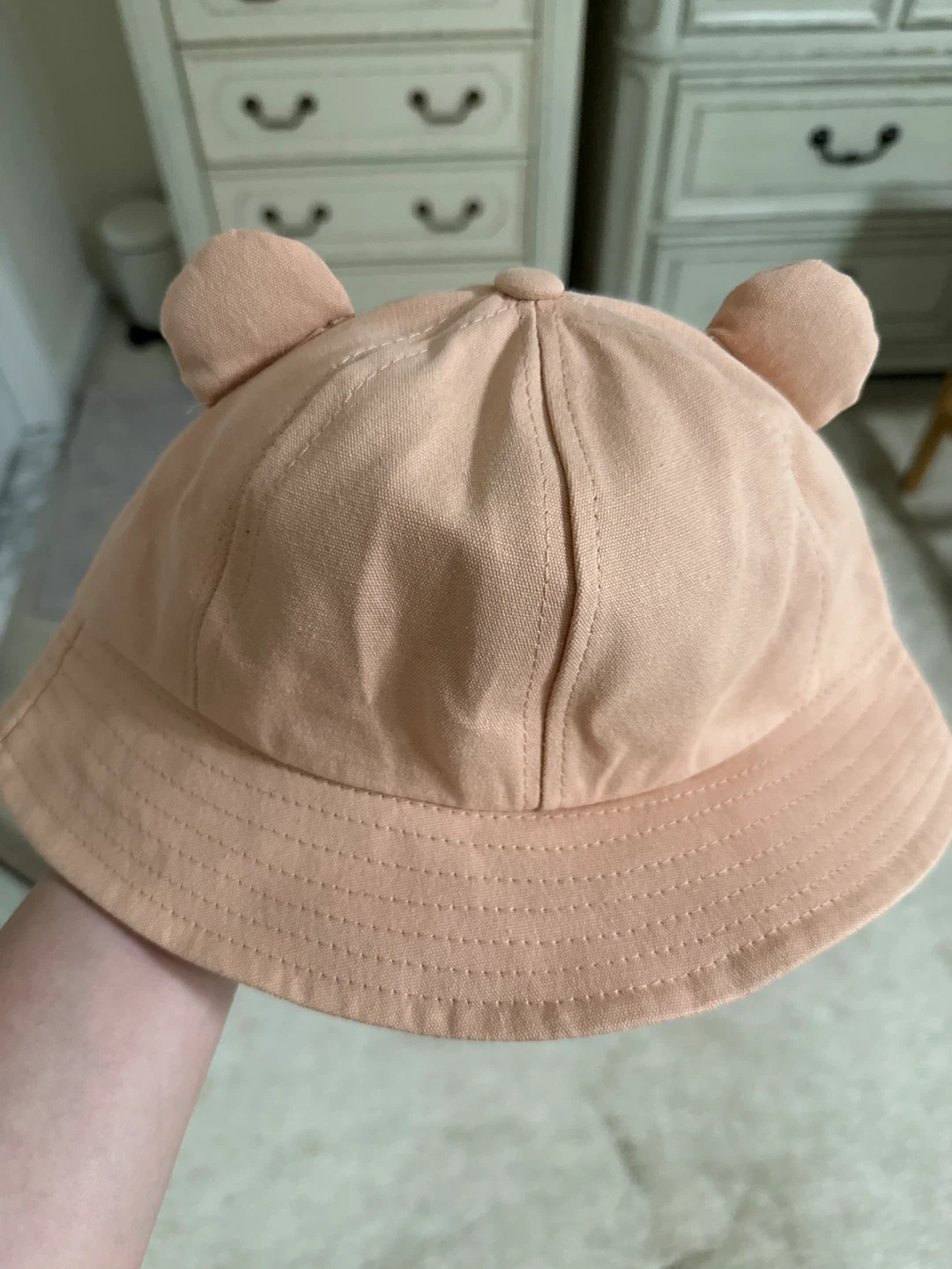 Peach Bucket Hat with Frog Face and Ears - photo 2