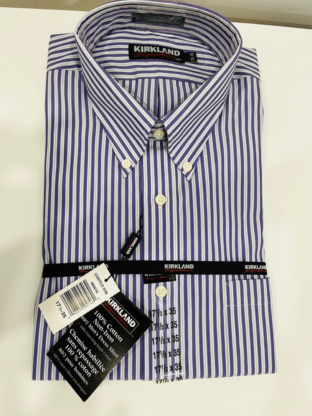 Kirkland Signature 17 1/2 x 35 Non-Iron Men's Dress Shirt