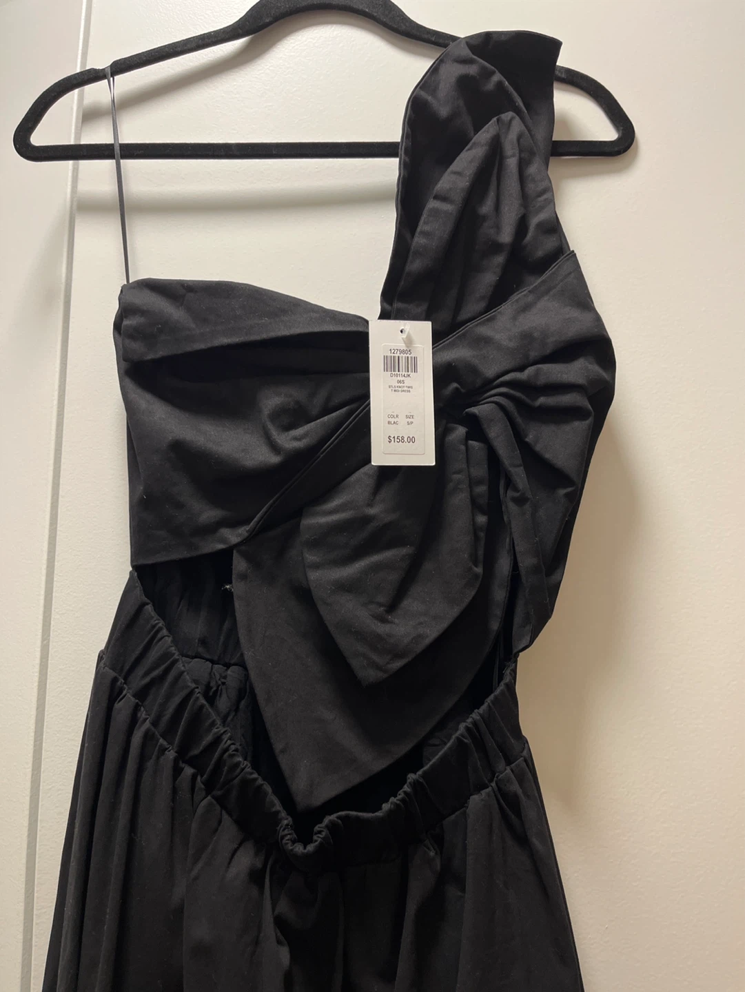 Black One-Shoulder Bow Detail Cutout Midi Dress - photo 2