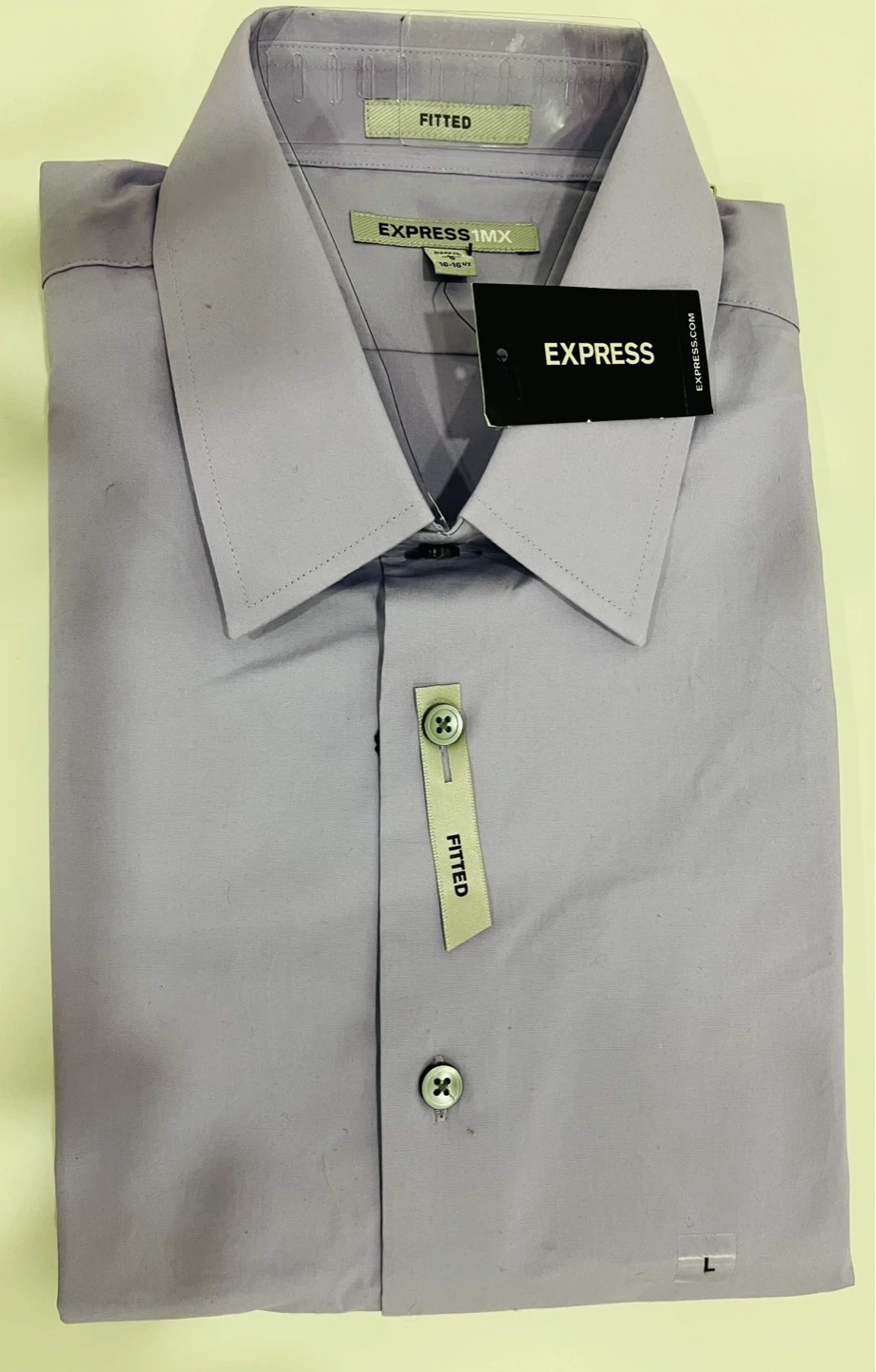 Express Men's Fitted Dress Shirt - Lavender - Large