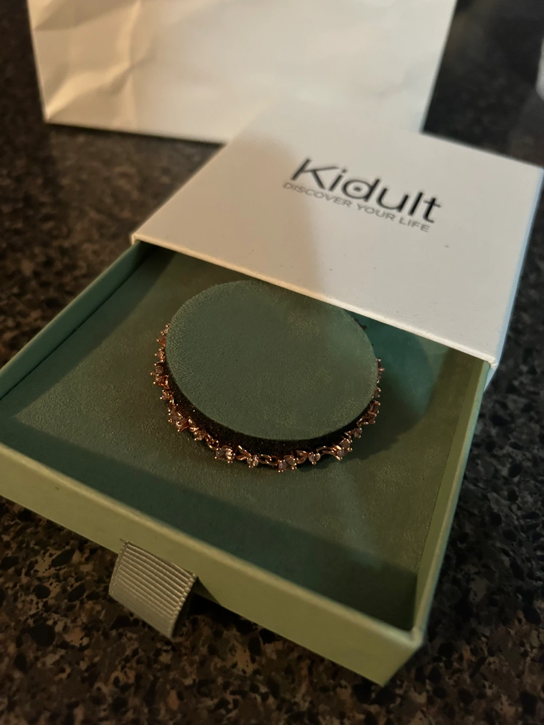 Rose Gold Tone Bracelet with Clear Stones