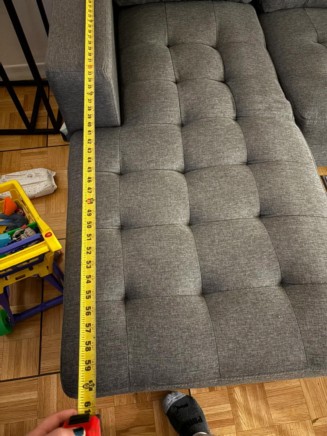 Grey L-Shaped Sectional Sofa with Storage Ottoman - photo 5
