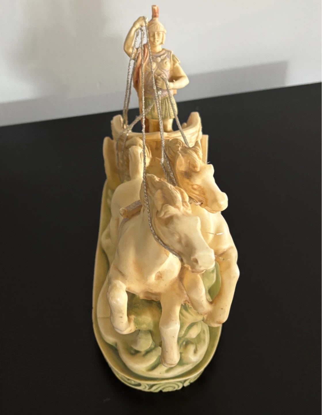 Vintage Greek Alabaster Chariot Planter Sculpture – Warrior & Ho - photo 3