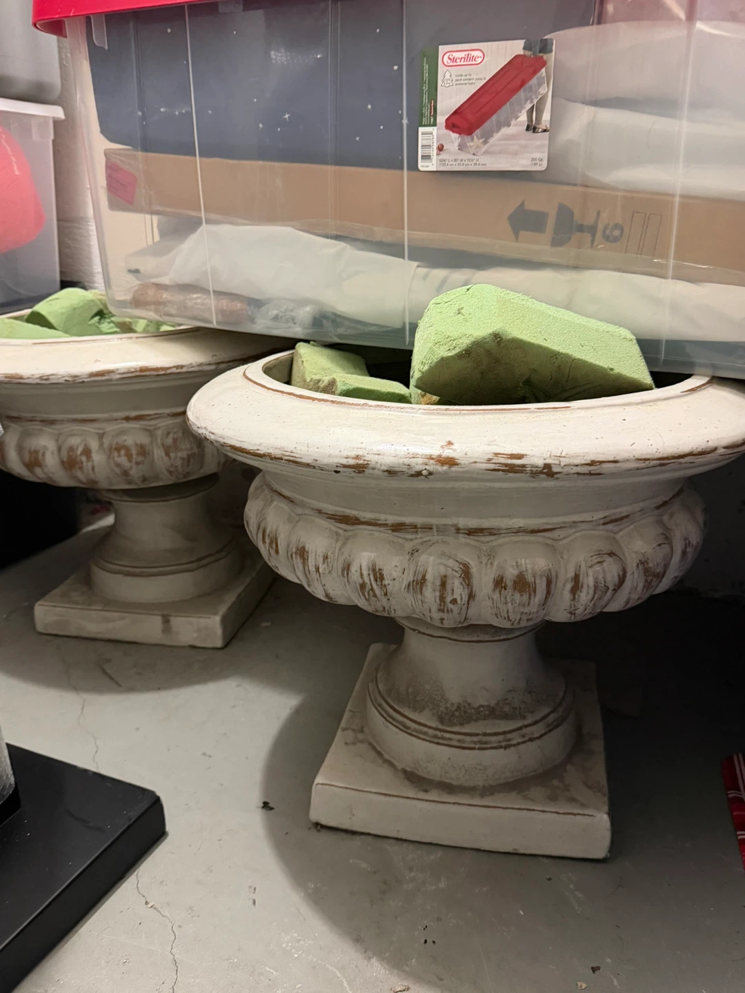 Pair of Vintage Style Pedestal Planters