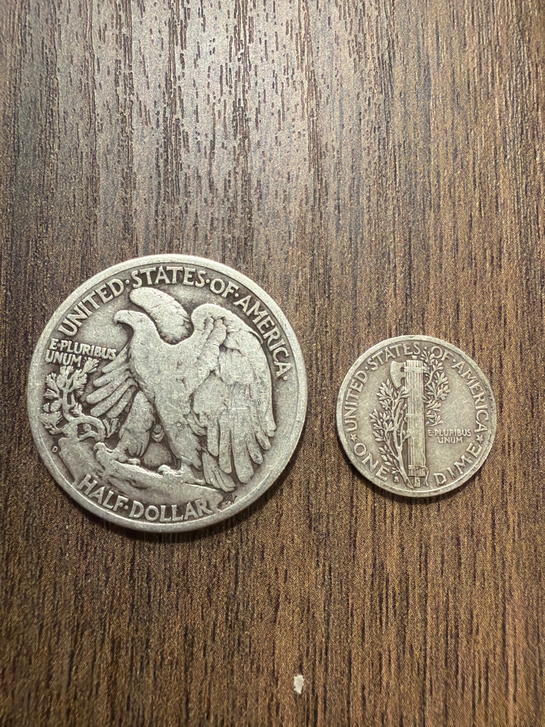 1944 Walking Liberty Half Dollar and Mercury Dime