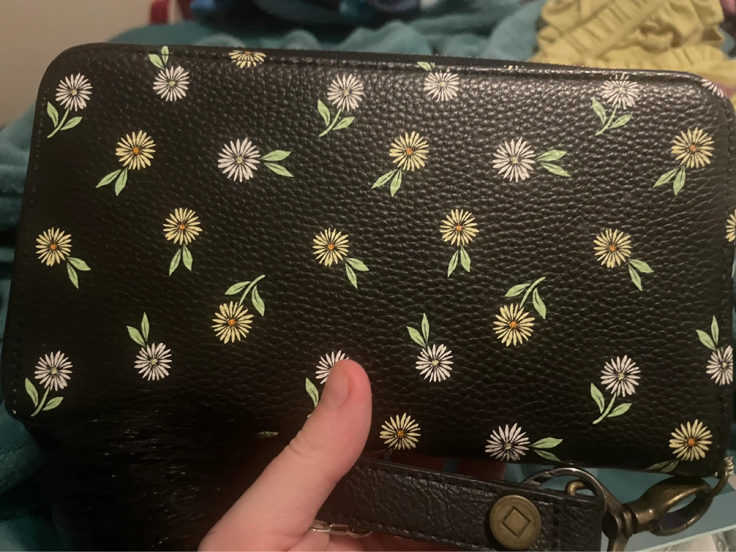 Black Floral Wallet Wristlet