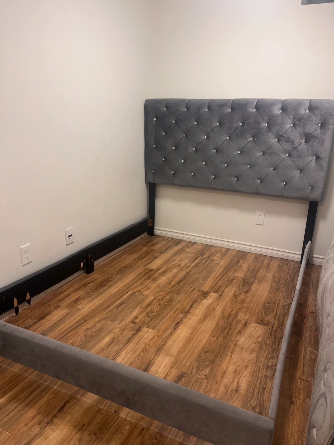 QUEEN - Grey Headboard Bed Frame
