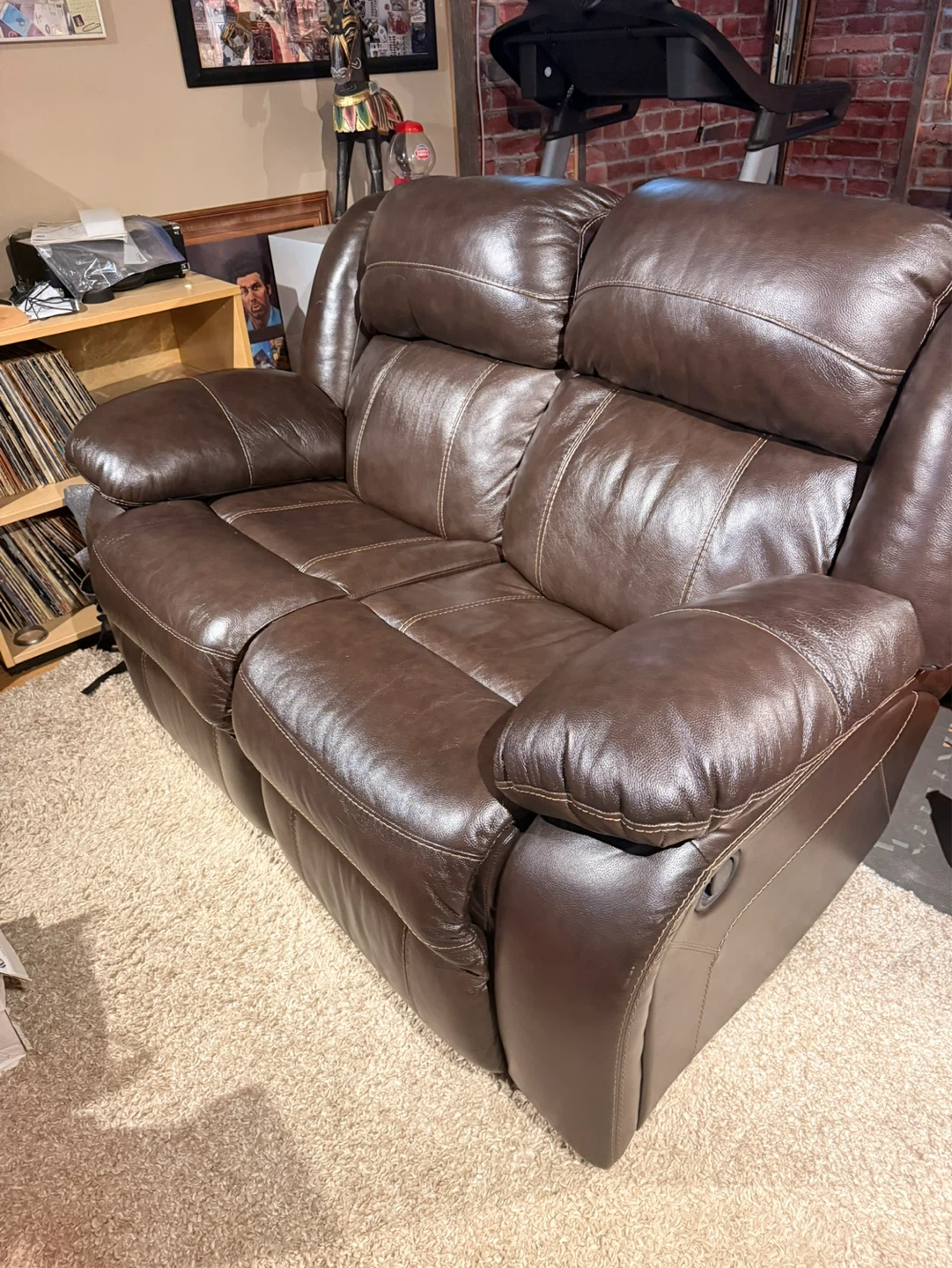 Ashley Furniture Brown Leather Reclining Loveseat