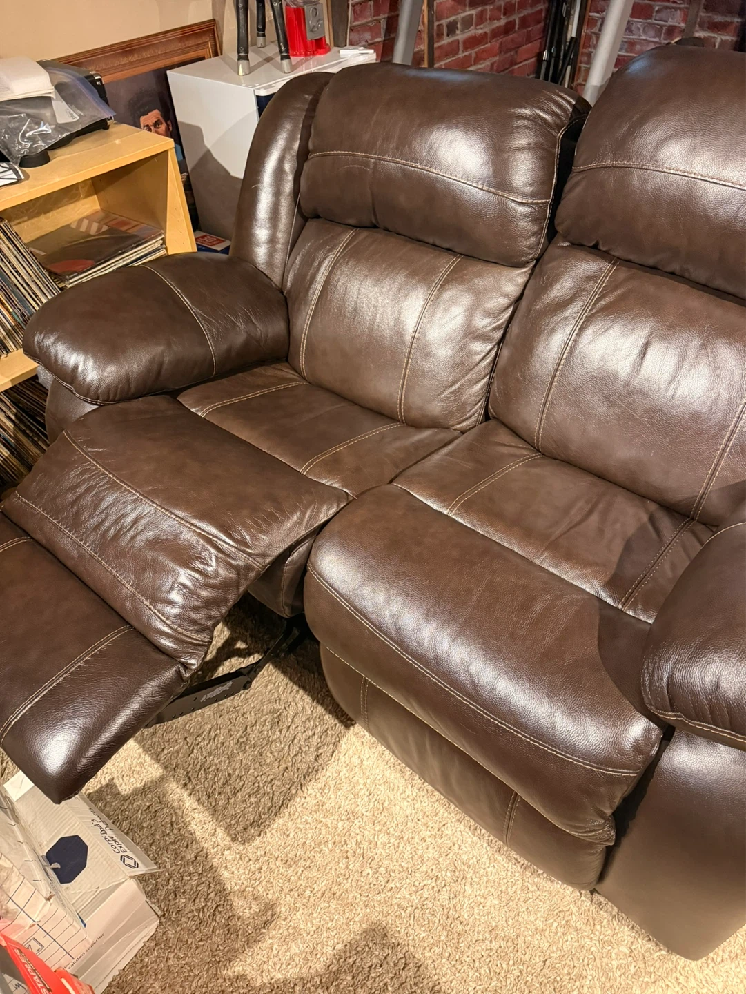 Ashley Furniture Brown Leather Reclining Loveseat - photo 3