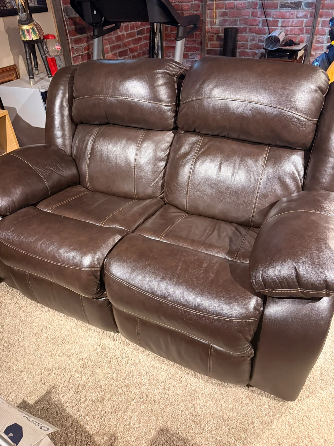 Ashley Furniture Brown Leather Reclining Loveseat - photo 2