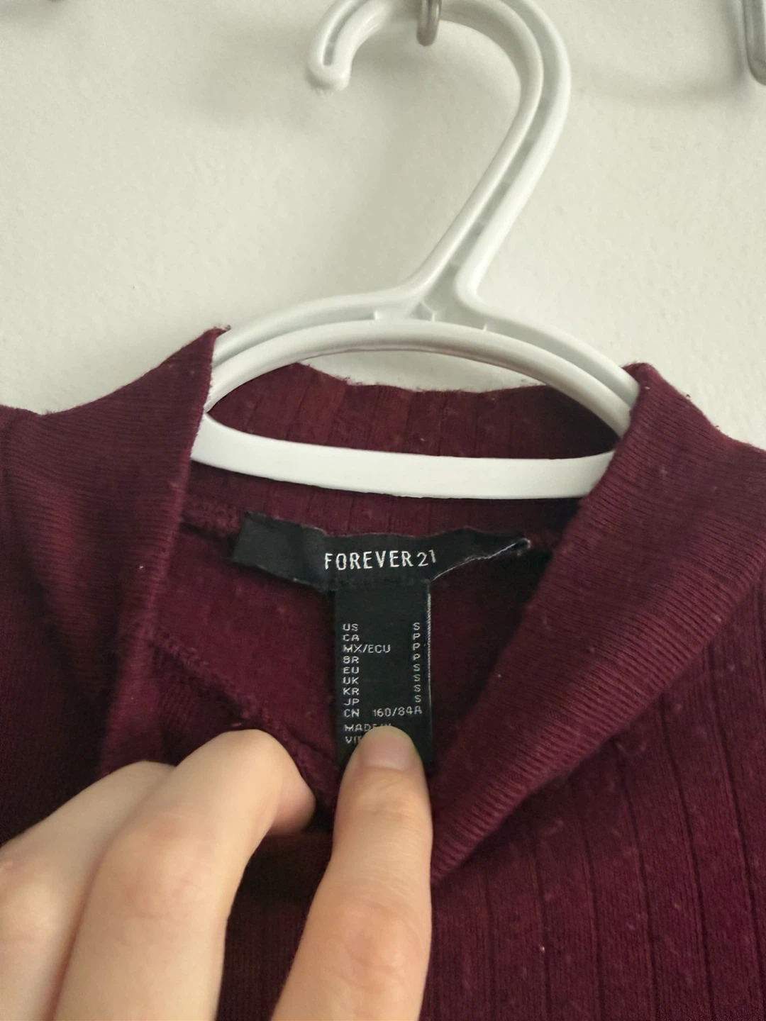 Forever 21 Ribbed Mock Neck Top - Burgundy - Size S - photo 3