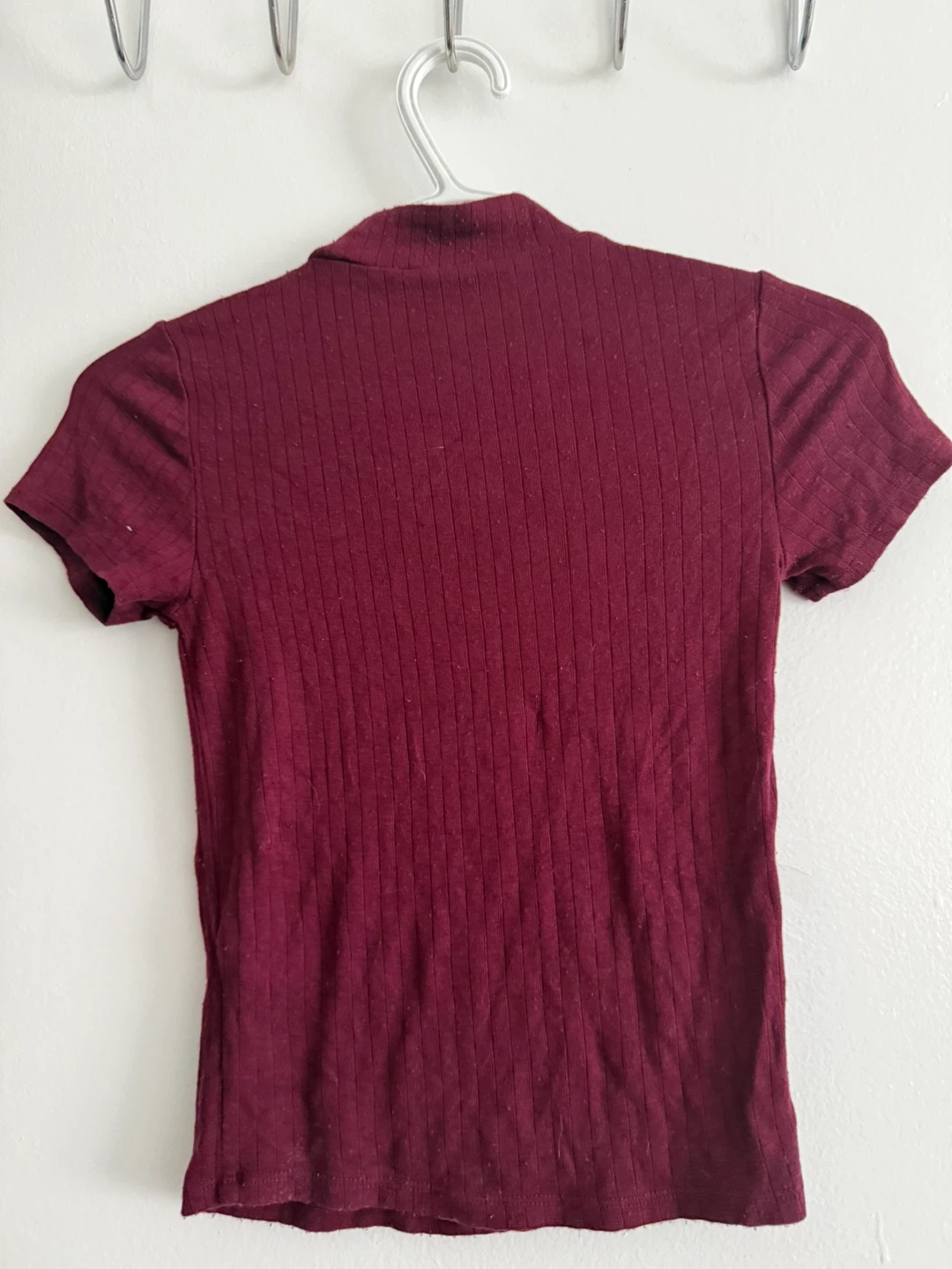 Forever 21 Ribbed Mock Neck Top - Burgundy - Size S - photo 2