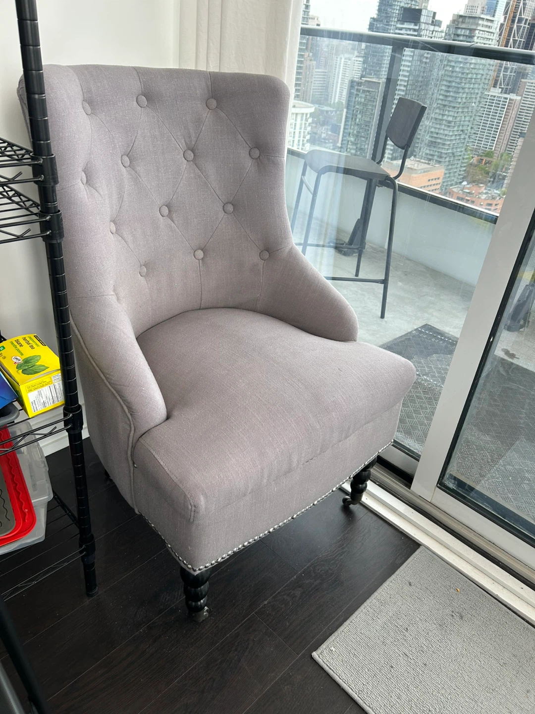 Grey Tufted Sofa Chair
