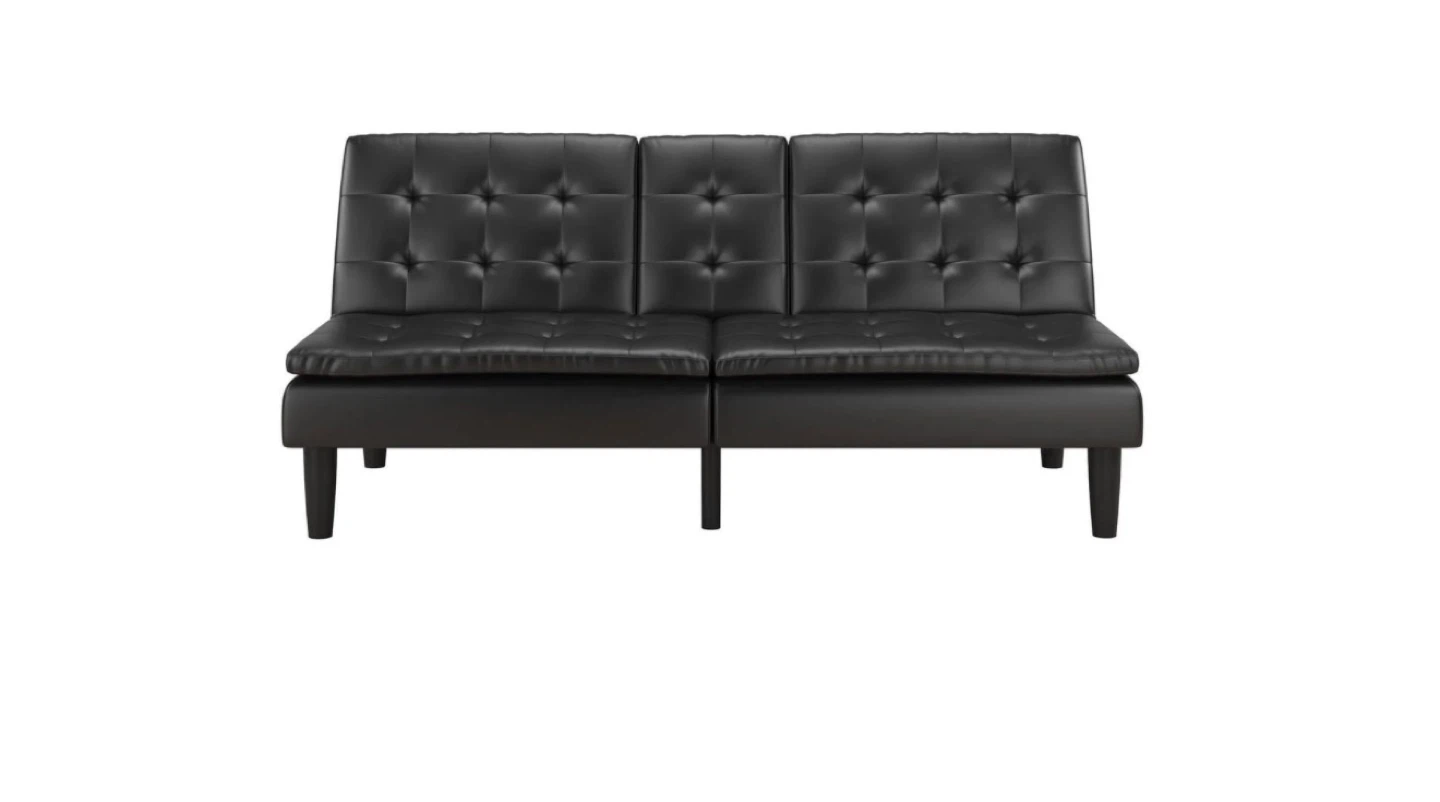 Black Faux Leather Loveseat Sofa Bed