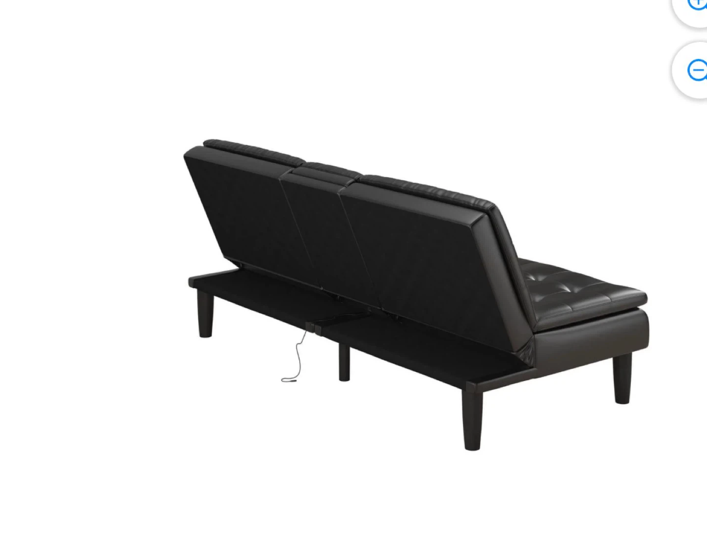 Black Faux Leather Loveseat Sofa Bed - photo 2