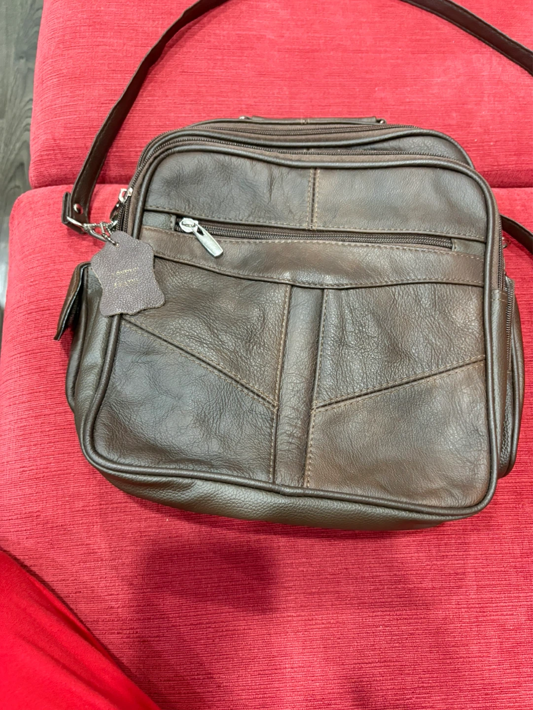 Brown Faux Leather Crossbody Bag