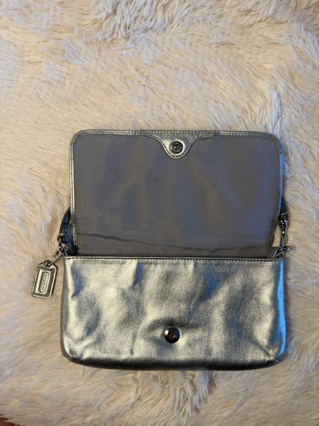 Vintage Coach Metallic Madison Pleated Flap Bag - photo 4