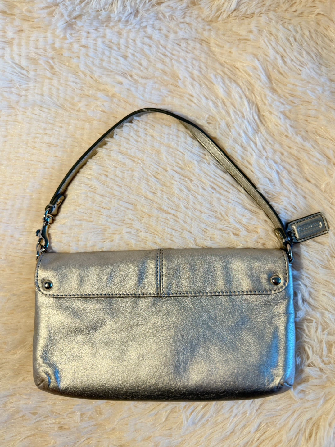 Vintage Coach Metallic Madison Pleated Flap Bag - photo 2
