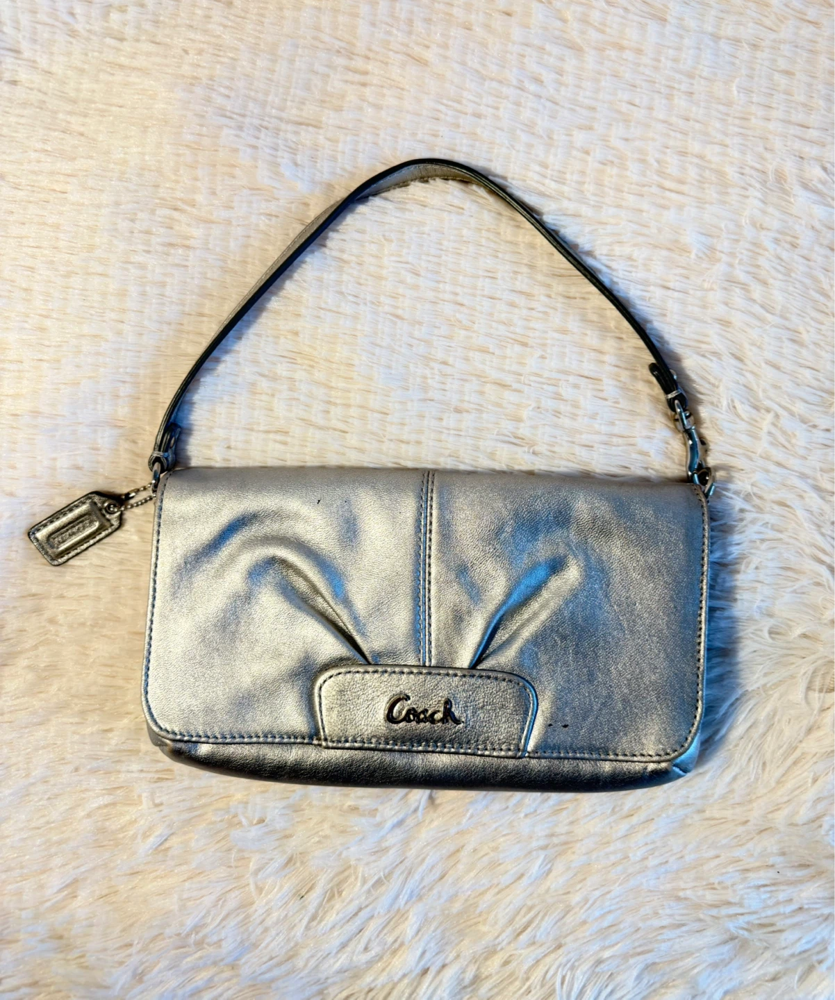 Vintage Coach Metallic Madison Pleated Flap Bag