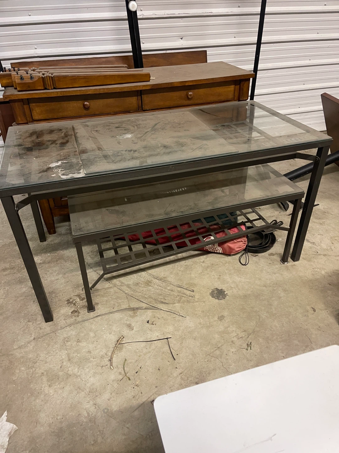 Glass top metal dining table-with 4 chairs