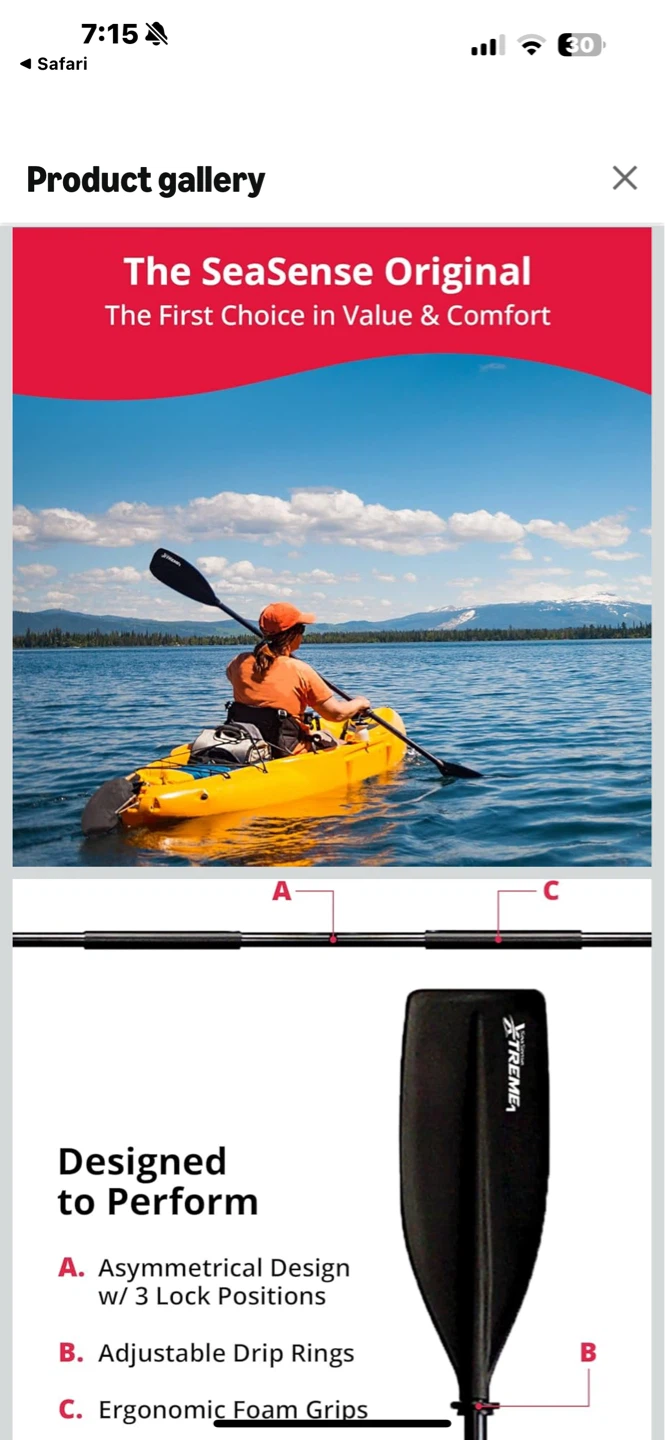 Xtreme 2-Piece Aluminum Kayak Paddle - photo 2