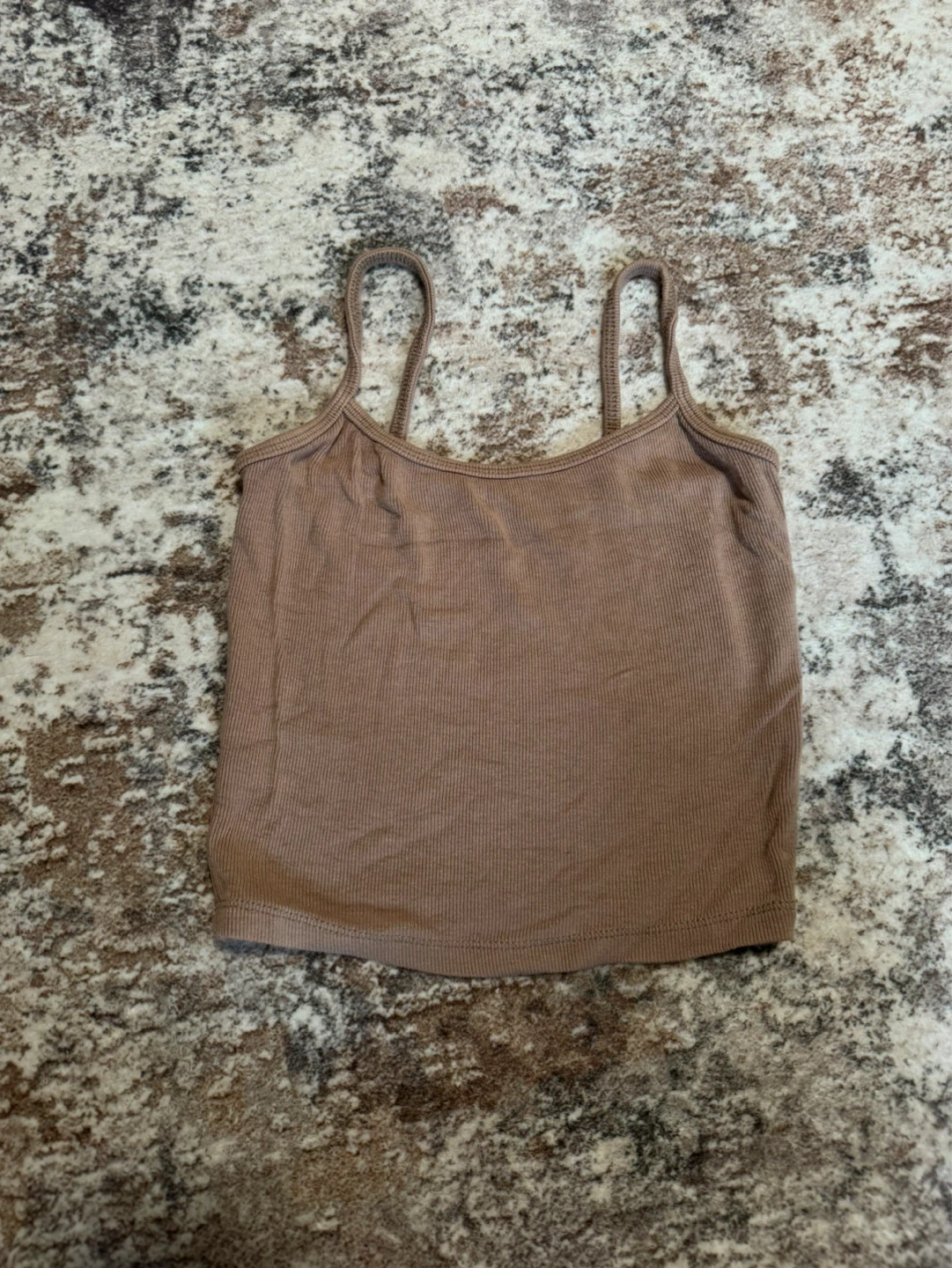 Brown Ribbed CROPPED Camisole Top