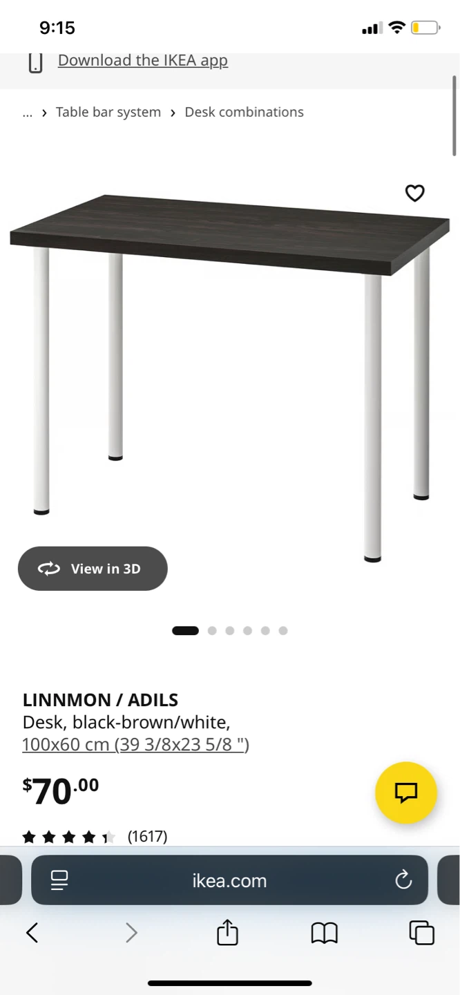 IKEA LINNMON / ADILS Desk, black-brown/white, 100x60 cm