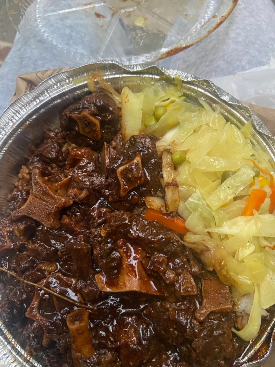 Oxtail Meal with Rice and Cabbage