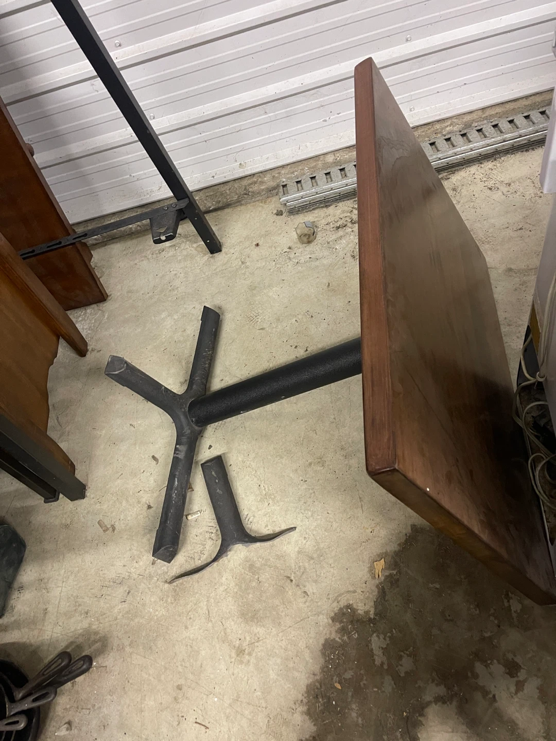 Wooden Table Top with Metal Base