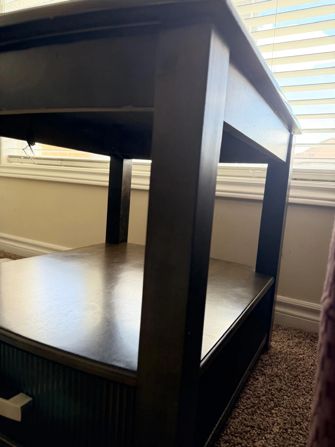 Dark Wood End Table with Drawer