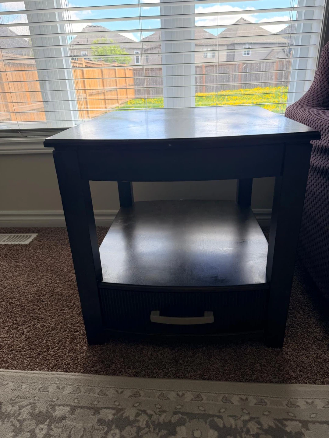 Dark Wood End Table with Drawer - photo 4