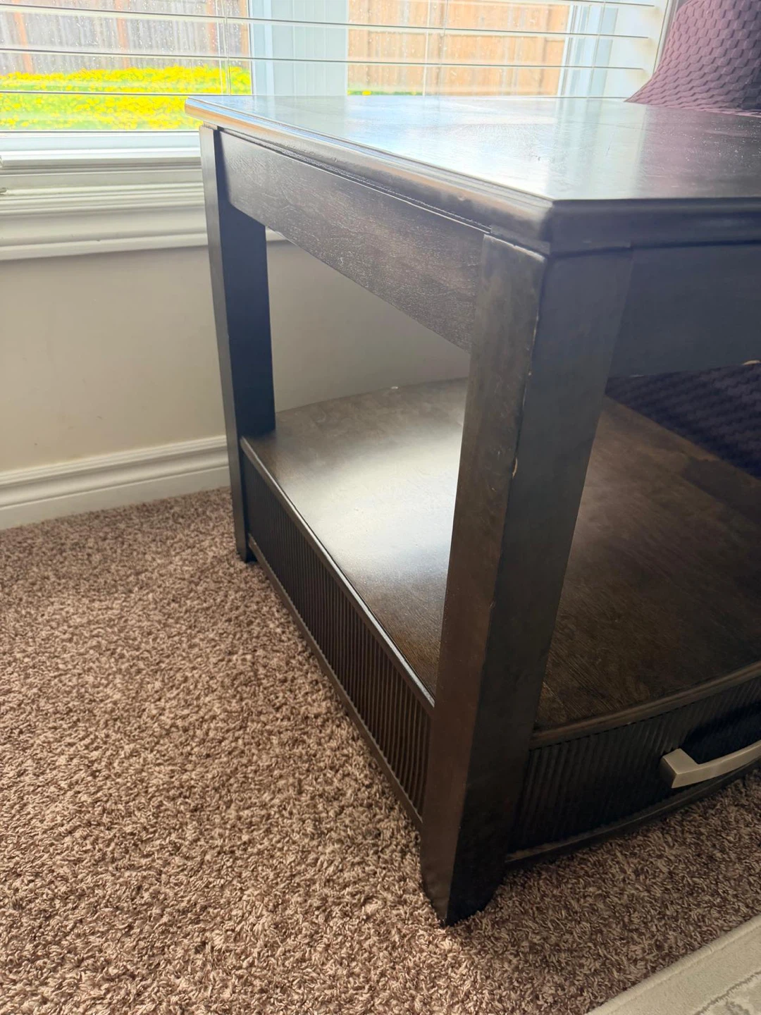 Dark Wood End Table with Drawer - photo 2