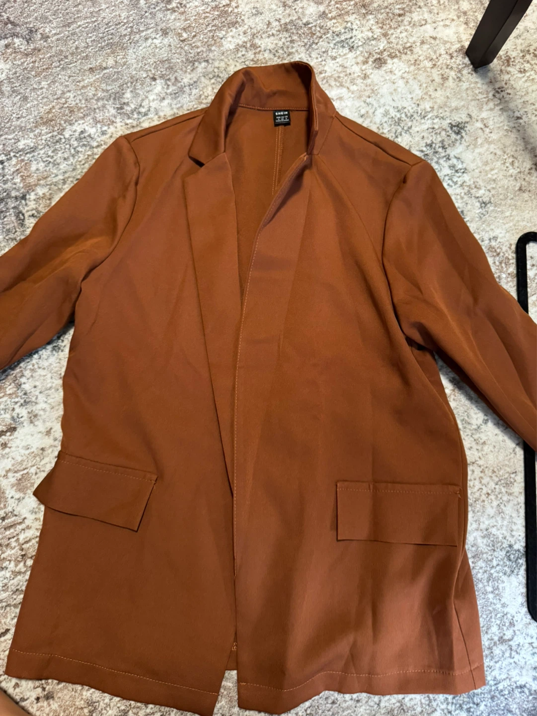 SHEIN Brown Open-Front Blazer