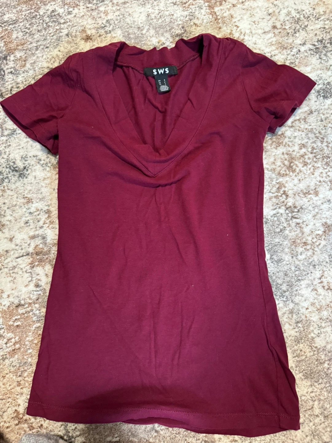 SWS Women's Burgundy V-Neck T-Shirt
