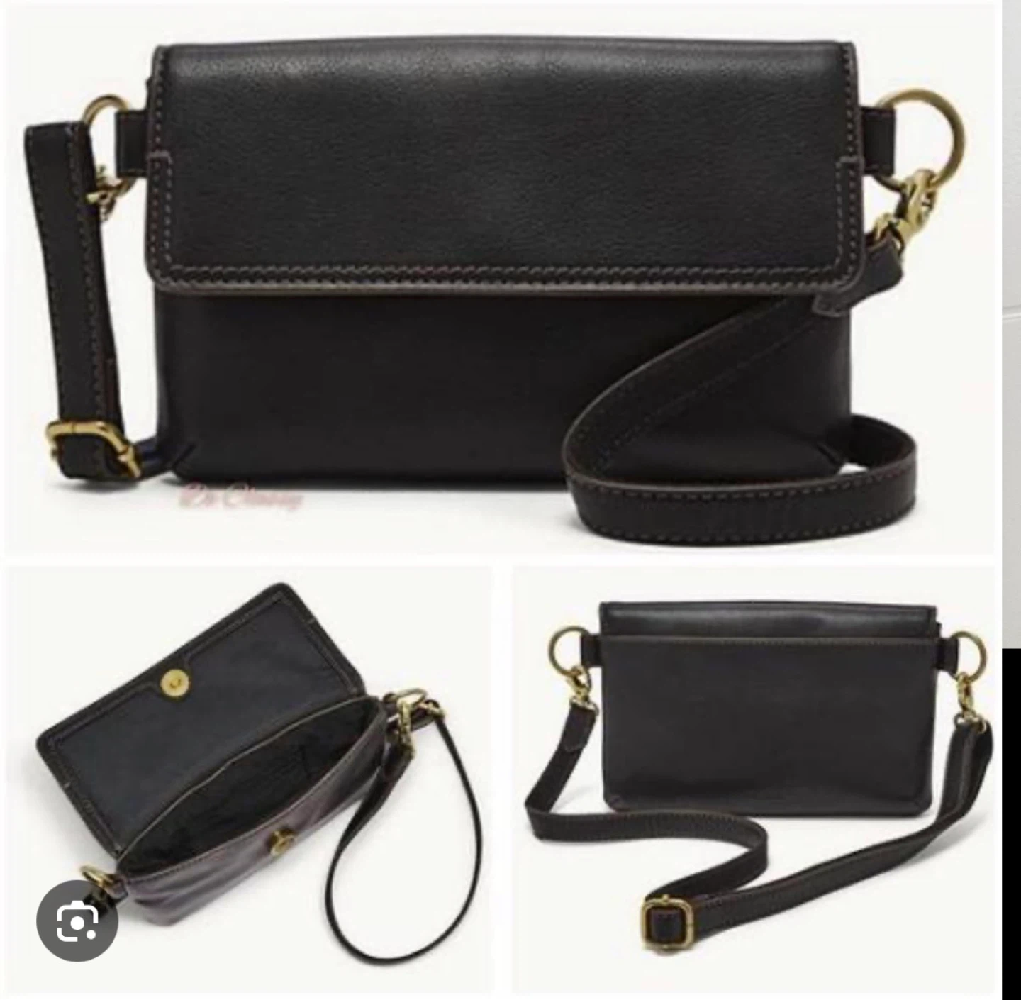 Fossil Neve belt bags in black leather.