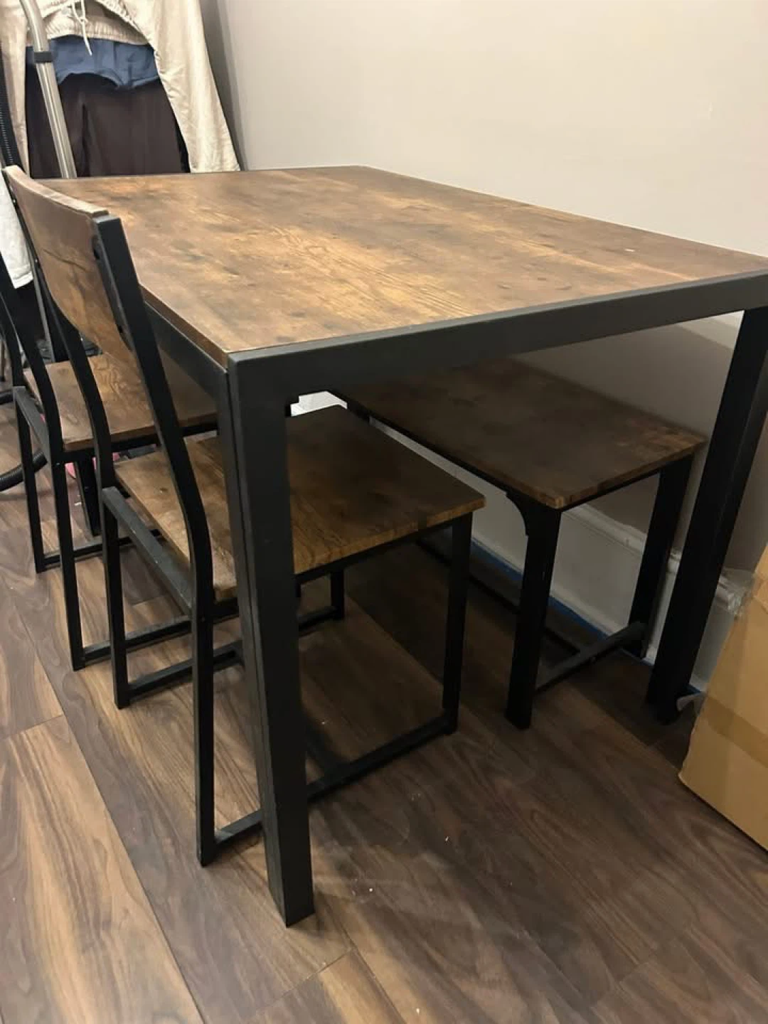 Dining table with chairs and bench