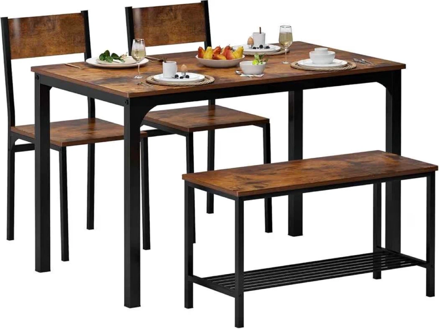 Dining table with chairs and bench - photo 4