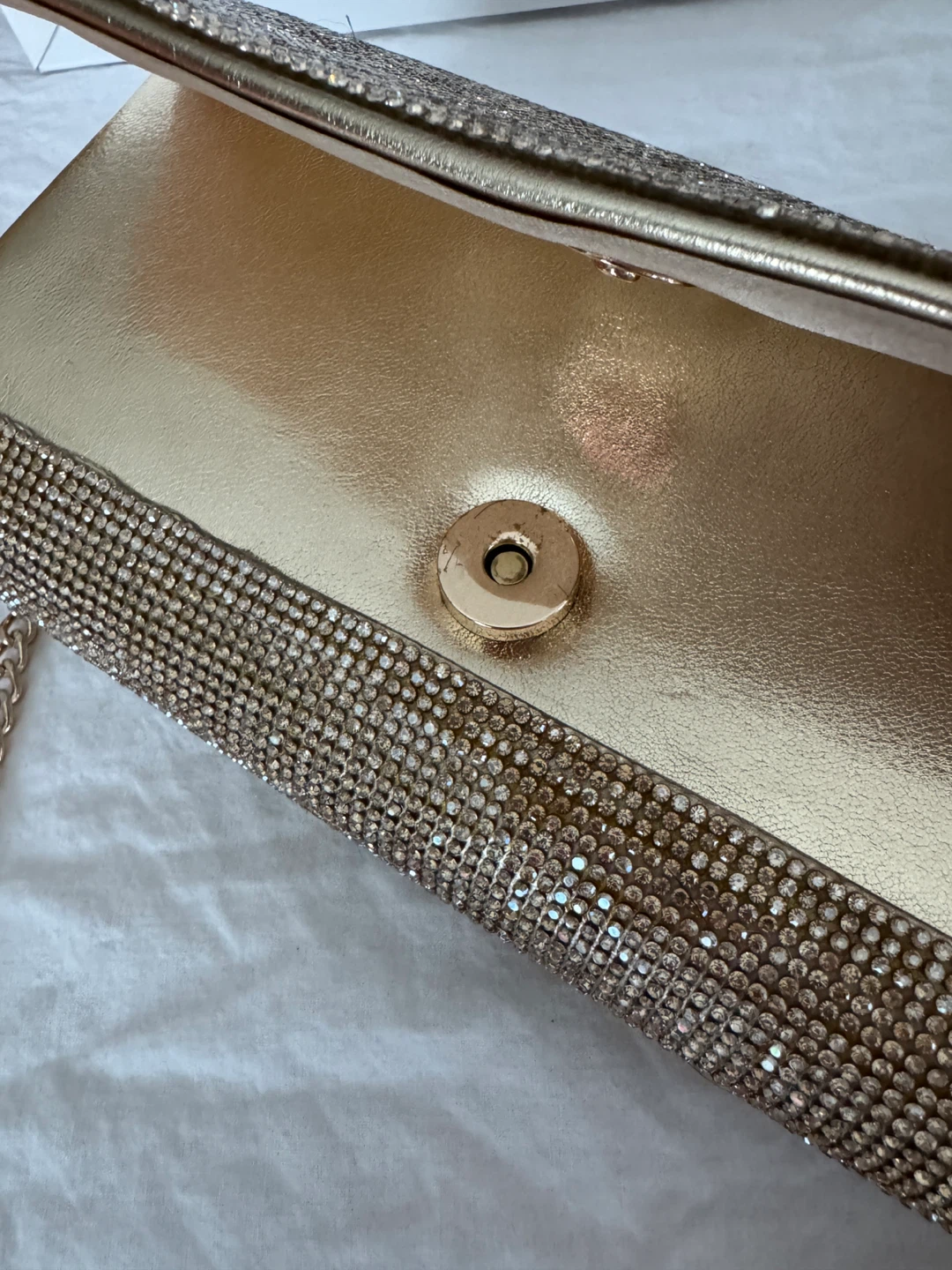 ALDO Fahari Gold Rhinestone Clutch with Chain Strap - photo 4