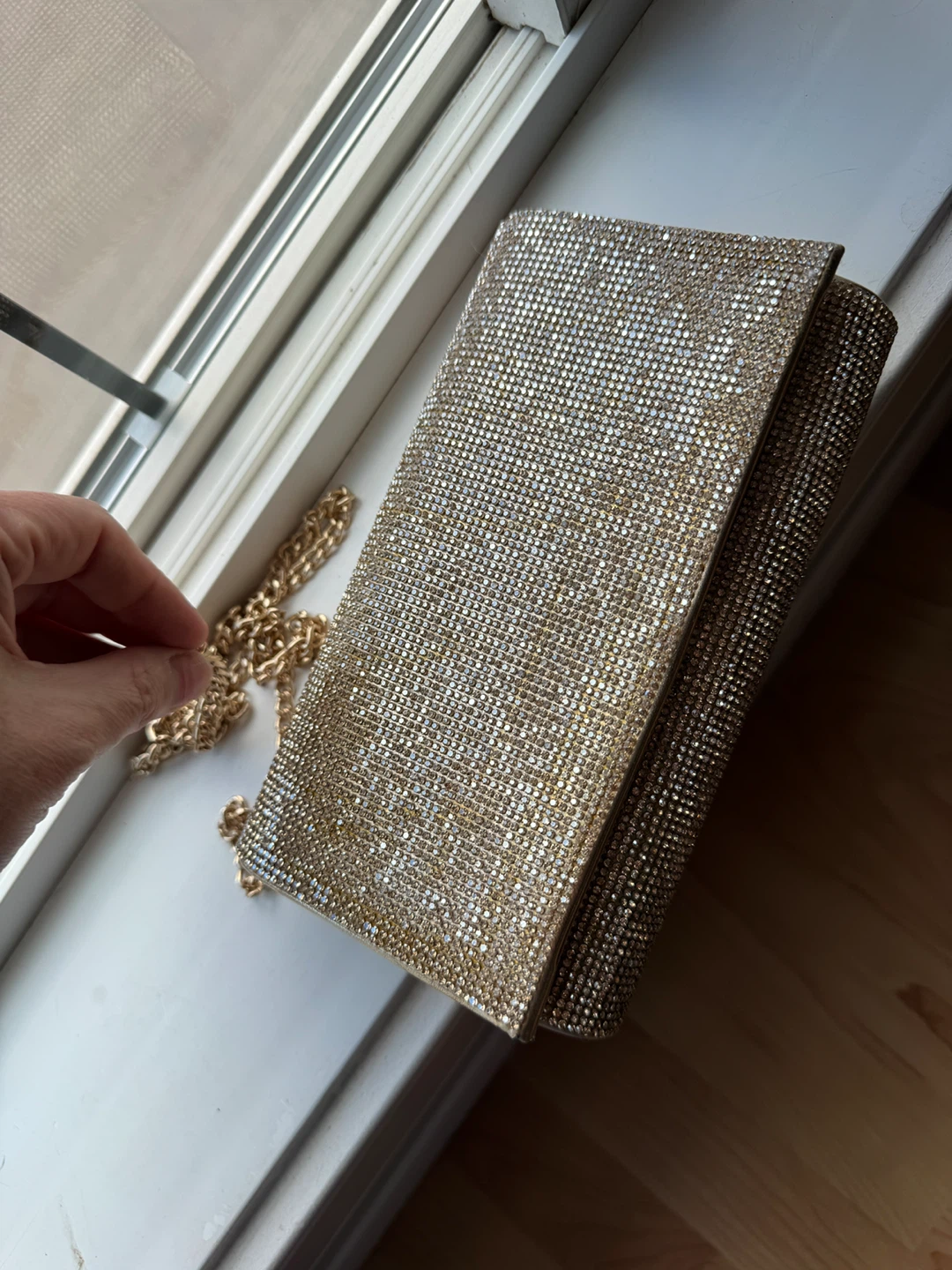 ALDO Fahari Gold Rhinestone Clutch with Chain Strap - photo 3