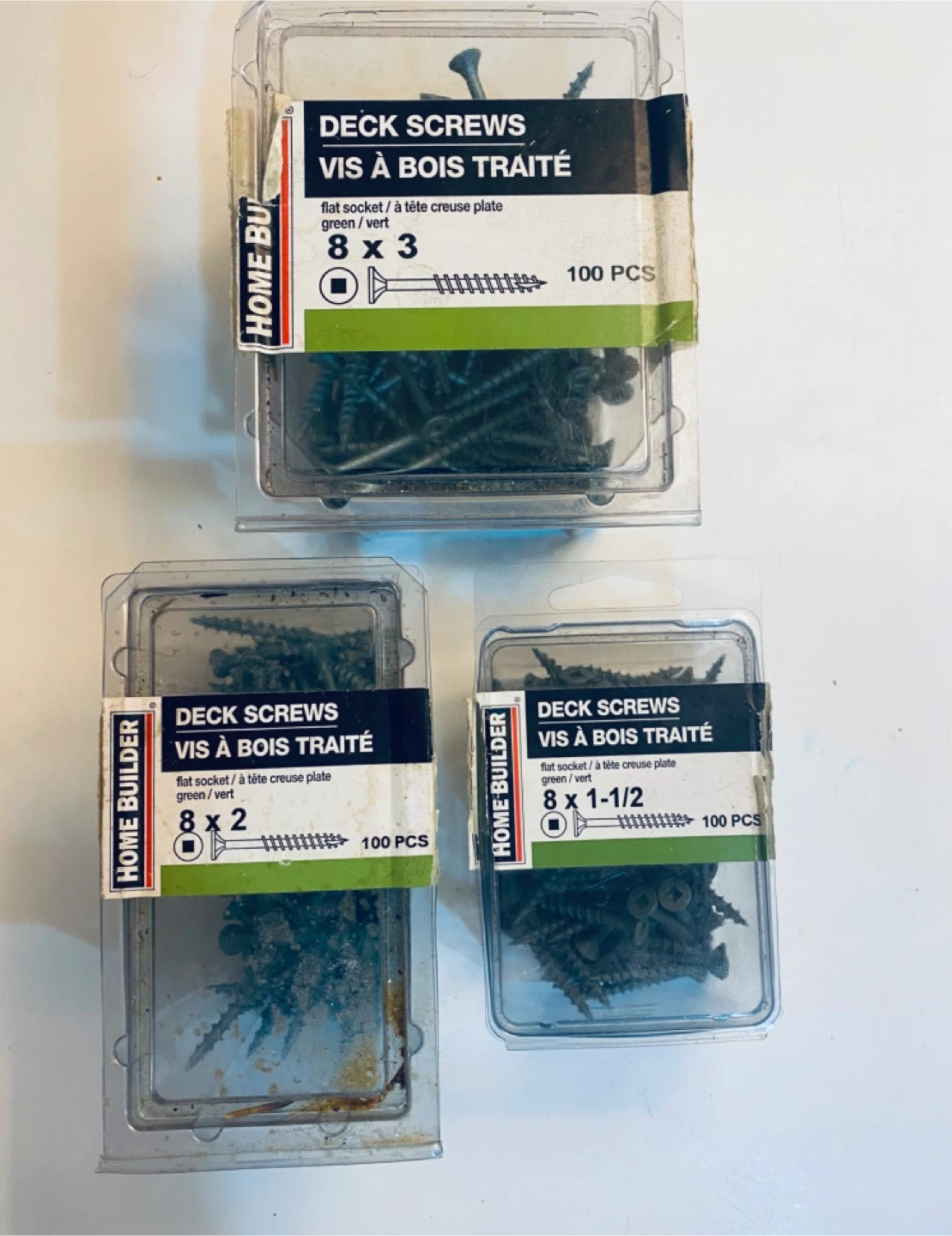 Green Deck Screw Boxes, Assorted Sizes